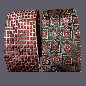 DESIGNER 100% SILK Red/Black/Gray Men's Ties - EUC